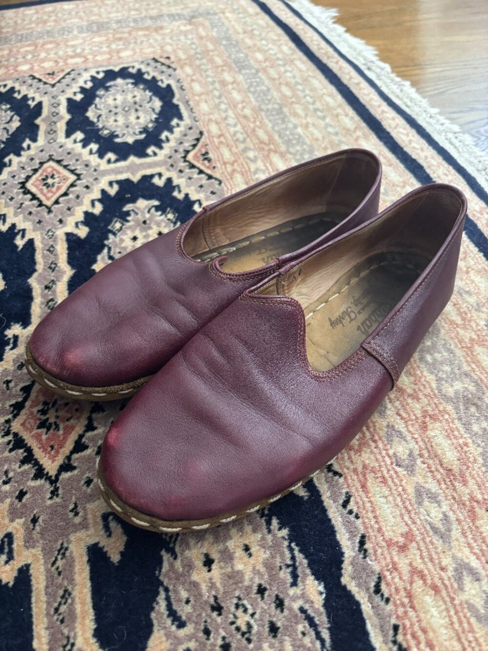 Sabah Oxblood Leather Slip-On Shoes Men's 44 / US 12